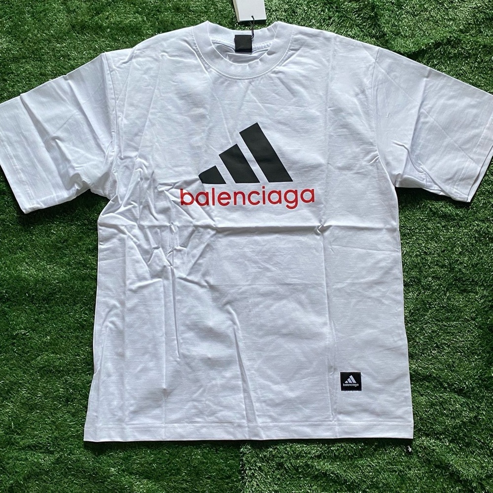 Balenciaga White and Black Logo Tee